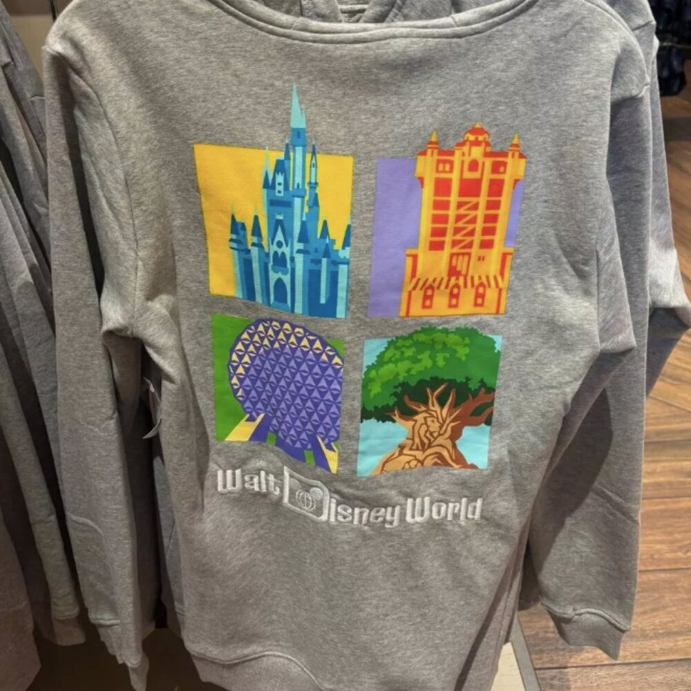 Disney Parks 2025 4 Icon Epcot Hollywood Magic Kingdom Zip Up Jacket Hoodie NWT